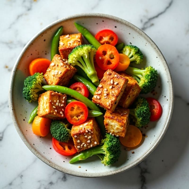 Crispy Sesame Tofu and Vegetable Stir-Fry