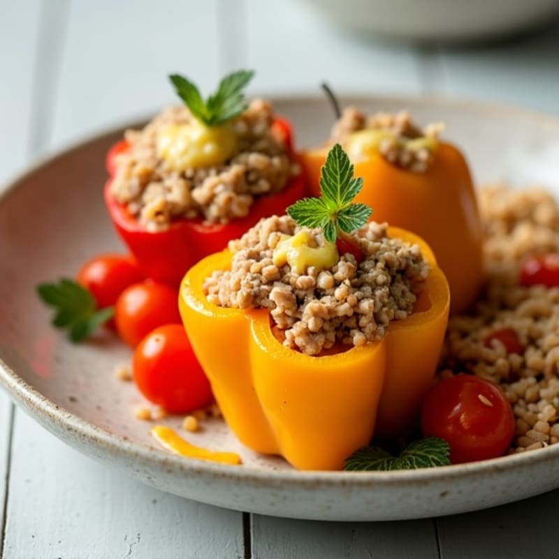 Savory Lean Ground Turkey Stuffed Bell Peppers