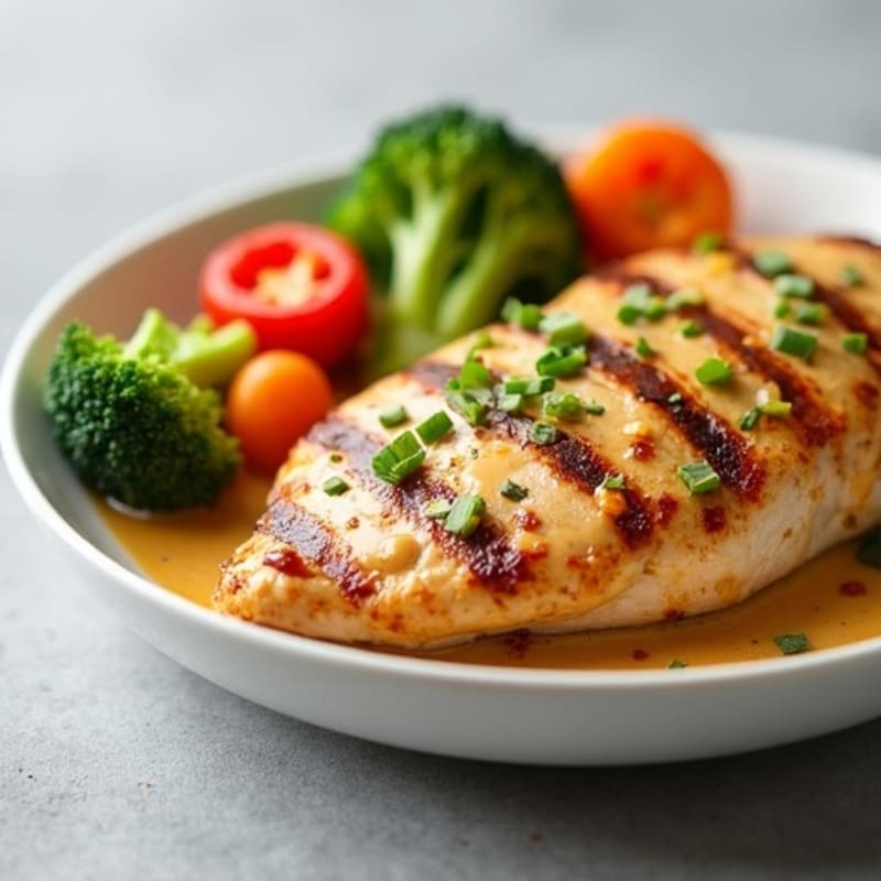 Creamy Peanut Chicken with Crispy Vegetables