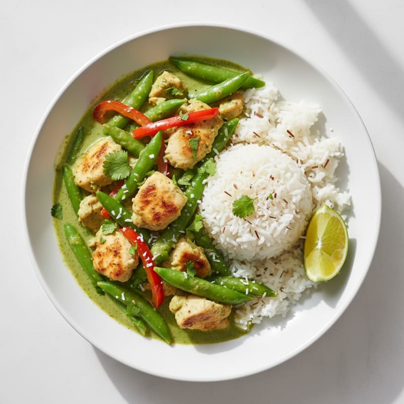 Green Curry Chicken with Coconut Rice
