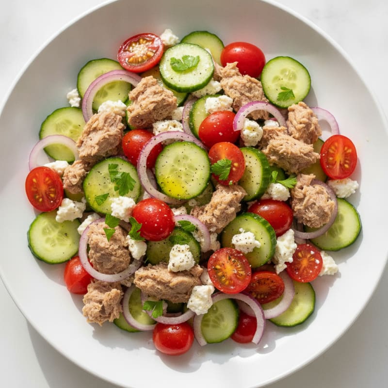 Tuna Feta Salad with Cherry Tomatoes