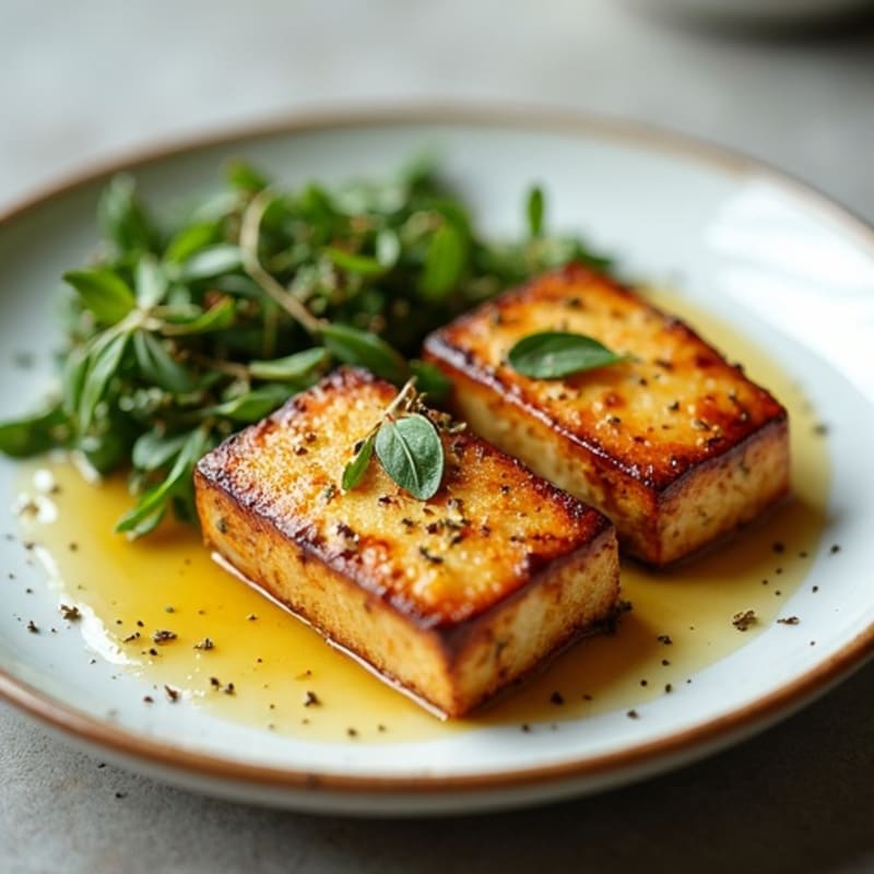 Garlic-Herb Pan Seared Tofu Steaks
