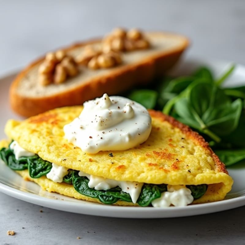 Egg White Spinach Omelet with Cottage Cheese