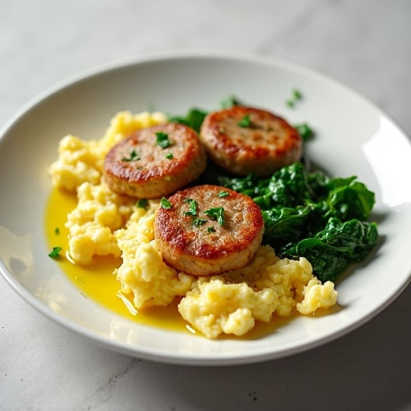 Scrambled Egg Whites with Spinach and Turkey Sausage