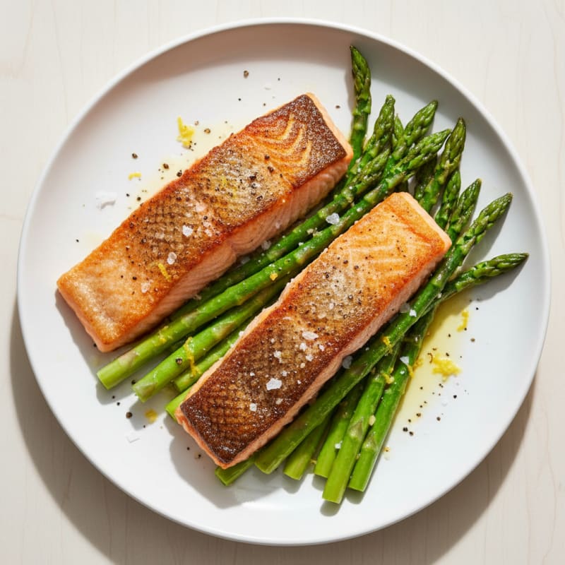 Crispy Pan-Seared Salmon with Zesty Asparagus
