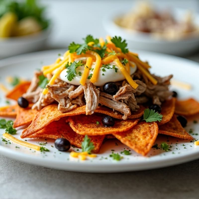 Lean Pulled Pork Crispy Sweet Potato Nachos