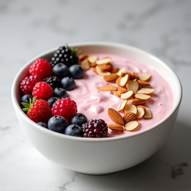 Silky Greek Yogurt Protein Bowl with Berries and Almonds