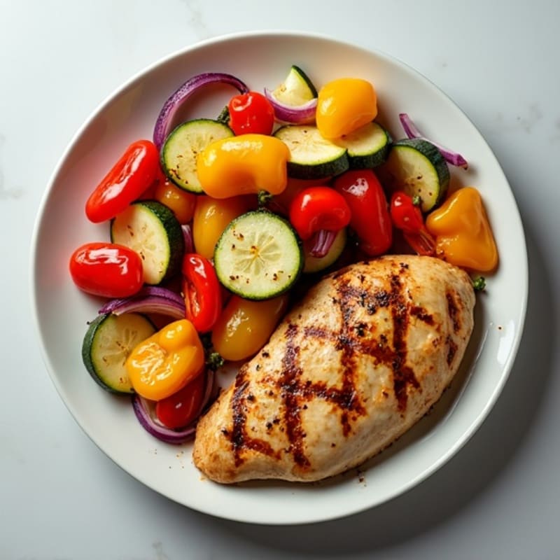 Roasted Mixed Vegetable Medley with Grilled Chicken Breast