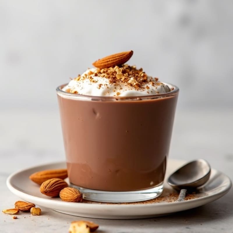 Silky Chocolate Protein Pudding with Toasted Almonds