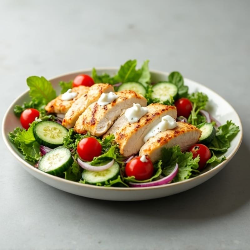 Grilled Chicken Salad with Fresh Greens and Creamy Dressing