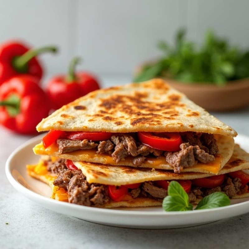 Crispy Steak and Bell Pepper Quesadillas