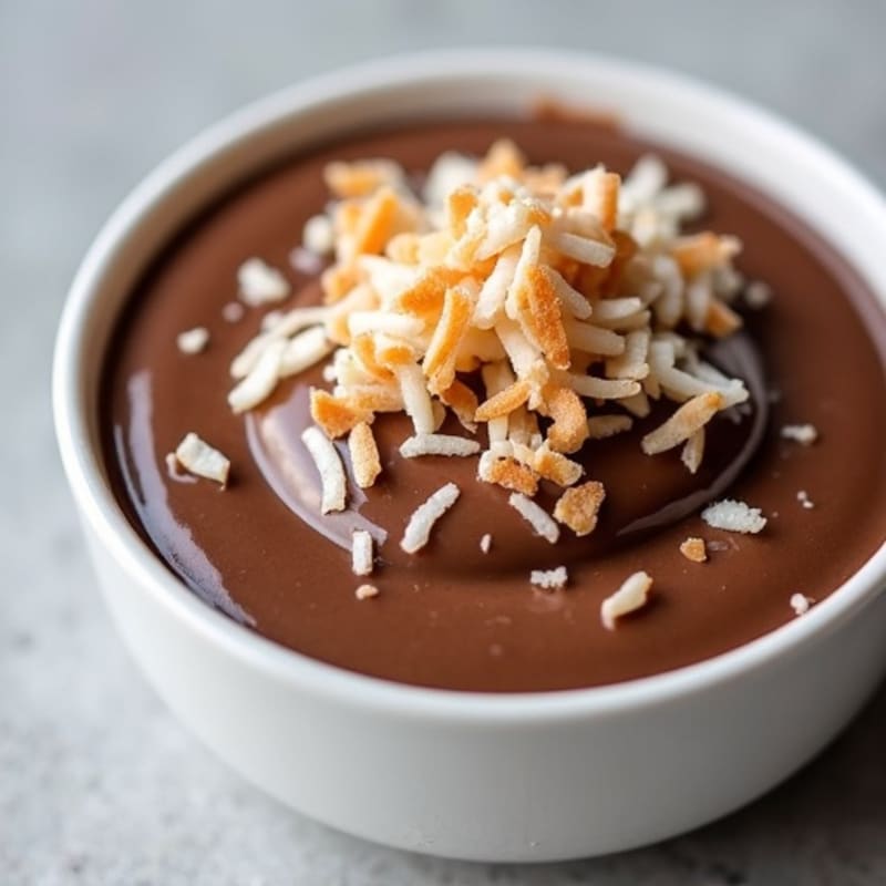 Silky Chocolate Protein Pudding with Toasted Coconut