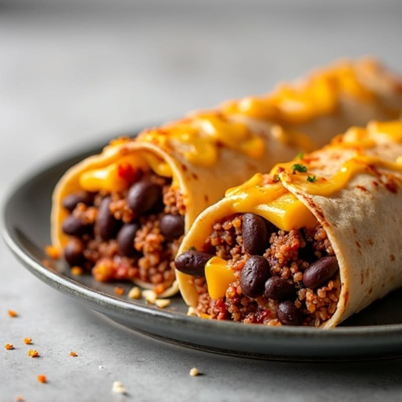 Lean Ground Beef and Black Bean Baked Wraps with Creamy Cheese