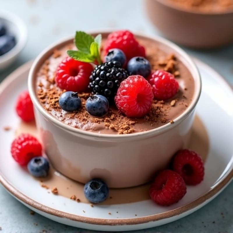 Silky Chocolate Protein Pudding with Fresh Berries