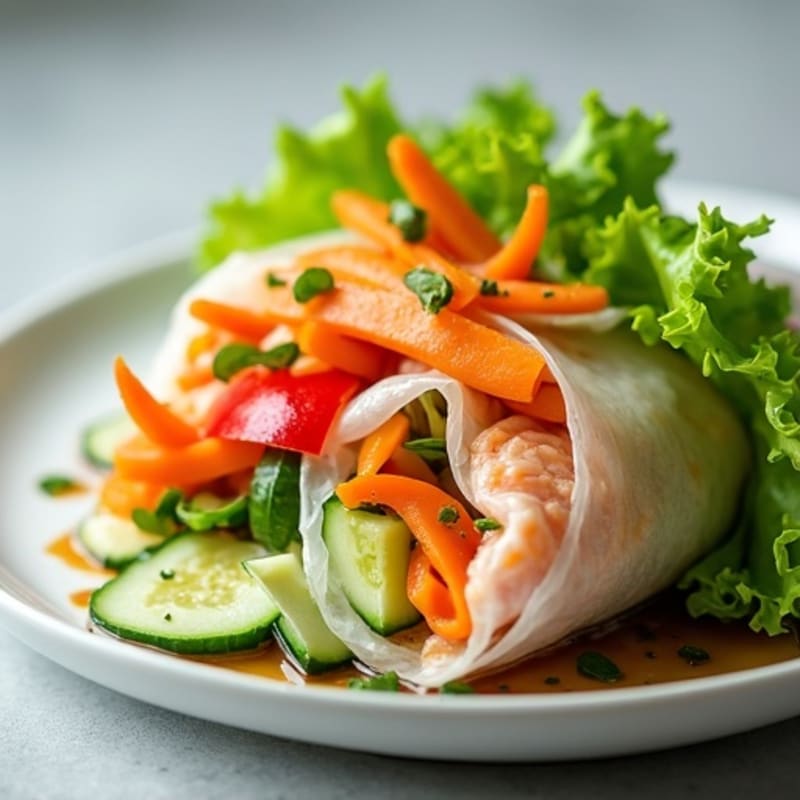 Fresh Salmon and Crisp Vegetable Rice Rolls