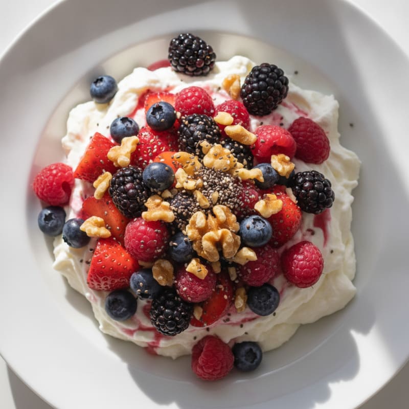 Greek Yogurt Protein Mousse with Mixed Berries