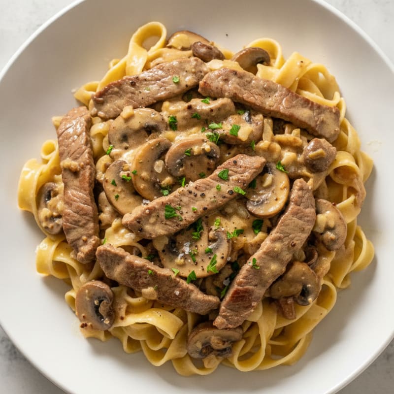 Classic Beef Stroganoff with Egg Noodles