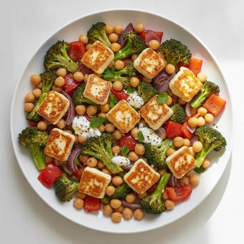 Sheet Pan Roasted Vegetables with Halloumi