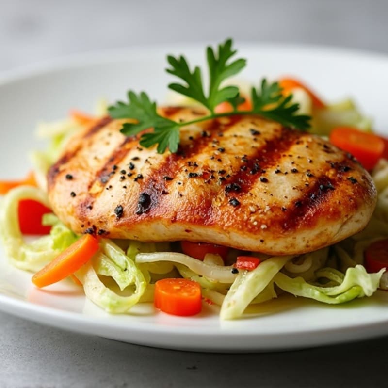 Grilled Chicken Breast with Crunchy Cabbage Slaw