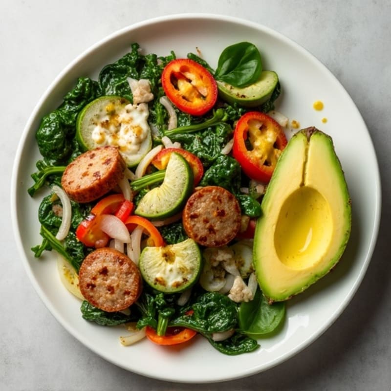 Egg White and Turkey Sausage Scramble with Spinach