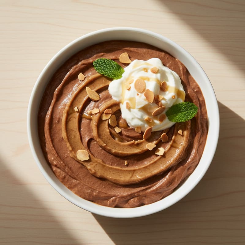 Silky Chocolate Protein Pudding with Almond Butter Swirl
