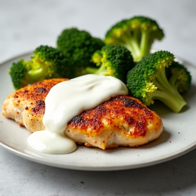 Creamy Greek Yogurt Chicken with Roasted Broccoli