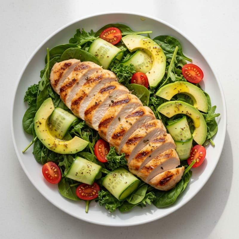 Grilled Turkey Breast Salad with Crunchy Cucumber and Lemon Vinaigrette