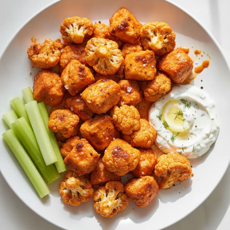 Buffalo Chicken and Cauliflower Bites