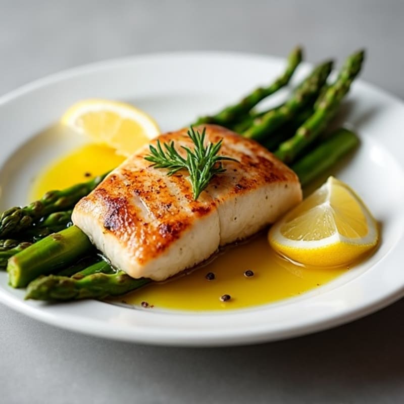 Flaky Pan-Seared Tuna with Roasted Asparagus