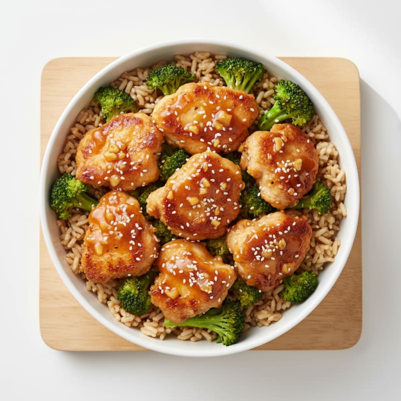 Crispy Honey-Garlic Chicken Bowls