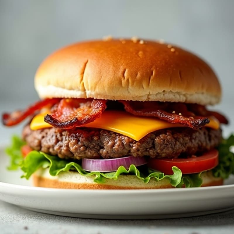Lean Beef Burger Bowl with Crispy Turkey Bacon and Melty Cheddar
