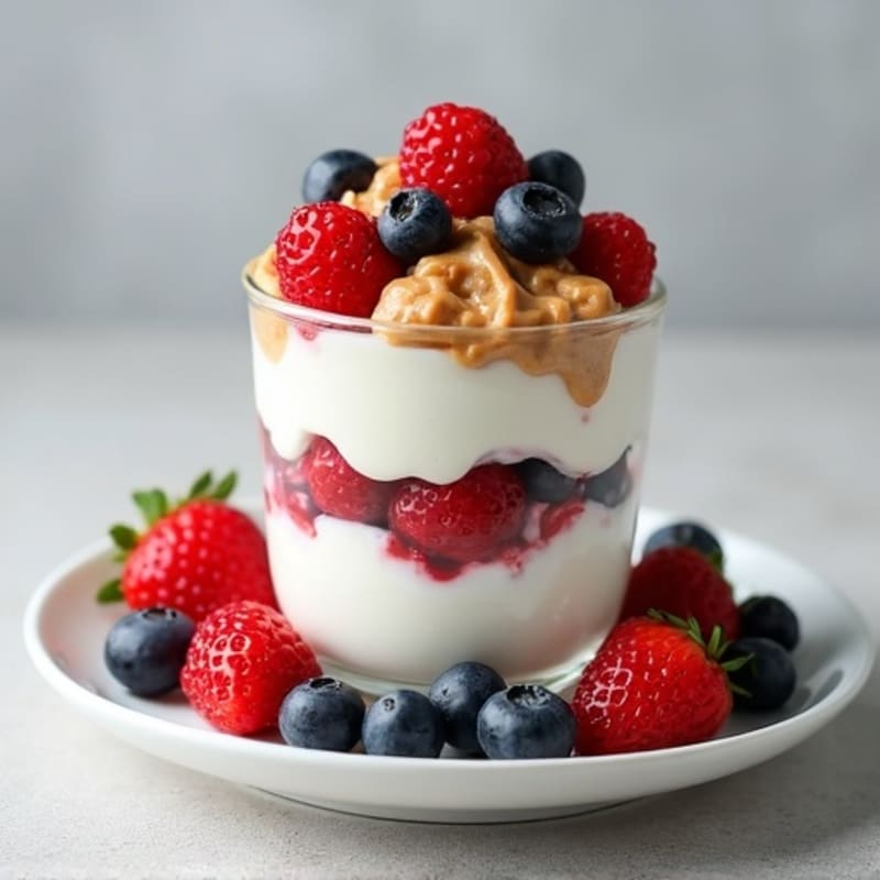 High-Protein Greek Yogurt Parfait with Mixed Berries and Almond Butter