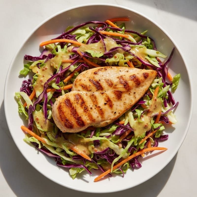 Grilled Chicken Breast with Crunchy Cabbage Slaw