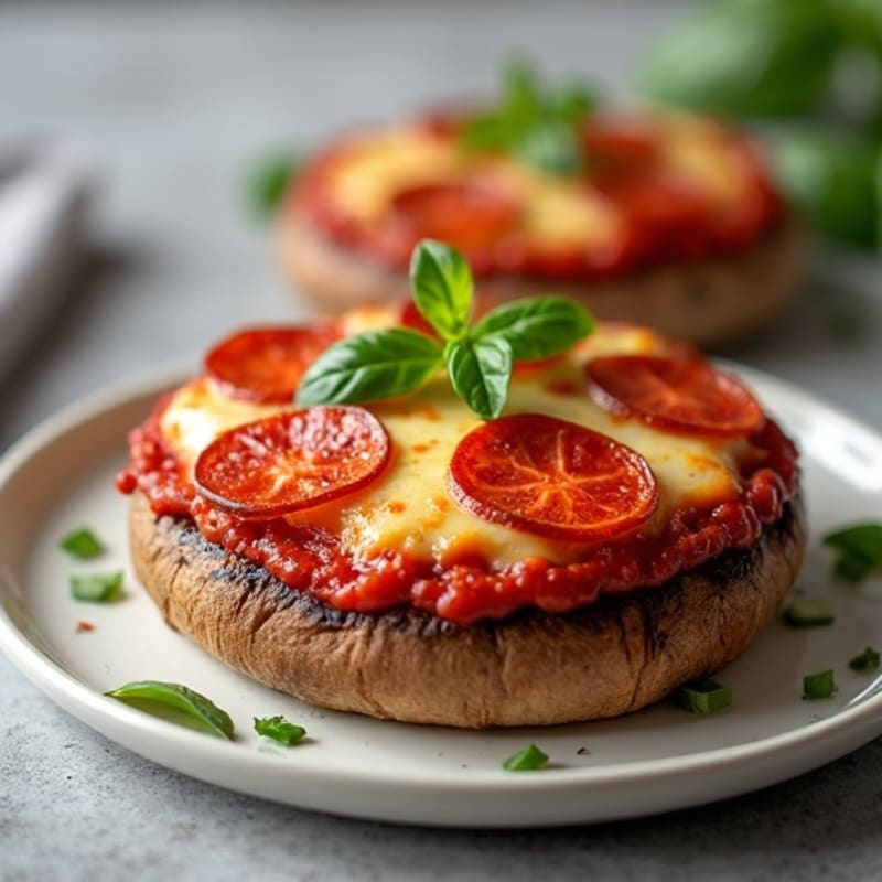 Cheesy Stuffed Portobello Pizza with Lean Turkey Pepperoni