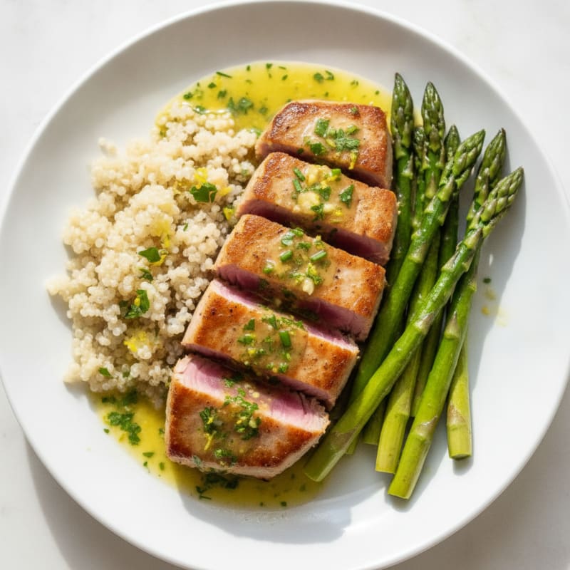 Seared Tuna with Lemon-Herb Sauce