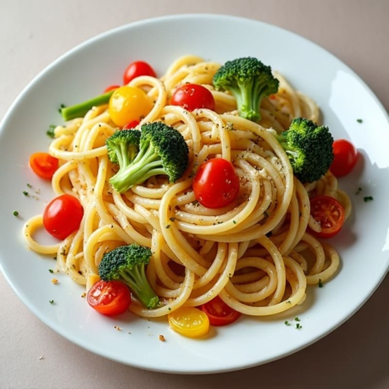 Creamy Cashew Alfredo Pasta with Roasted Vegetables