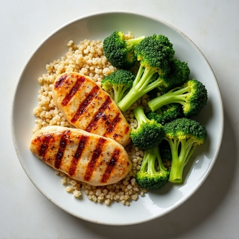 Grilled Chicken Breast with Quinoa and Steamed Broccoli