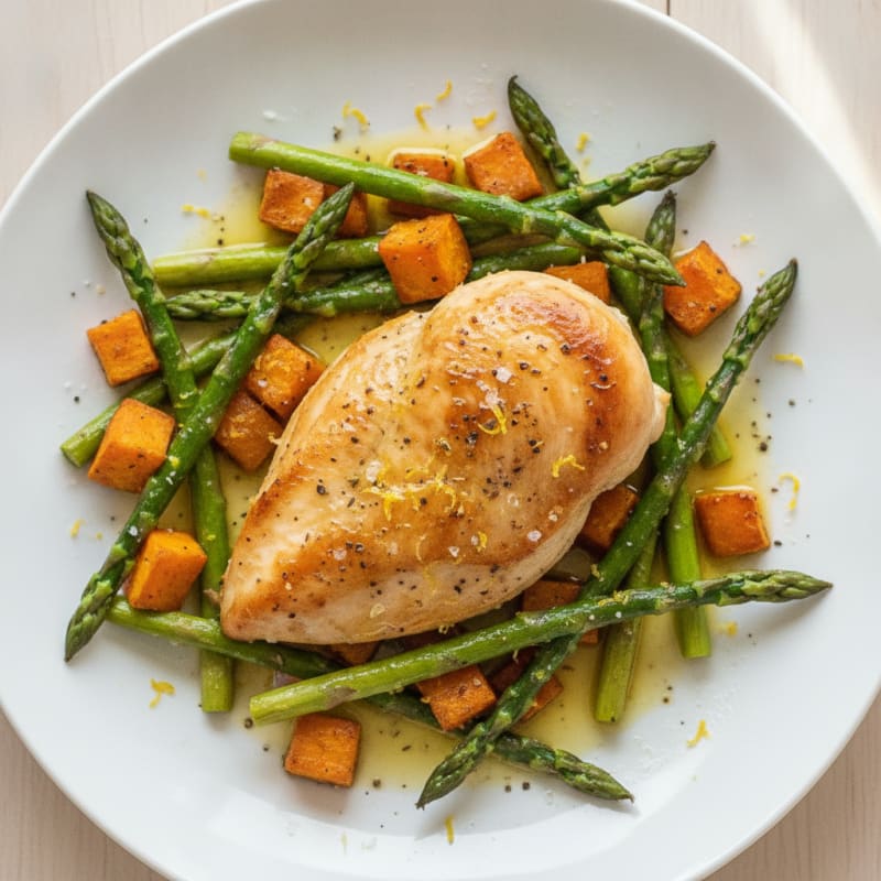 Lemon-Herb Roasted Chicken with Asparagus