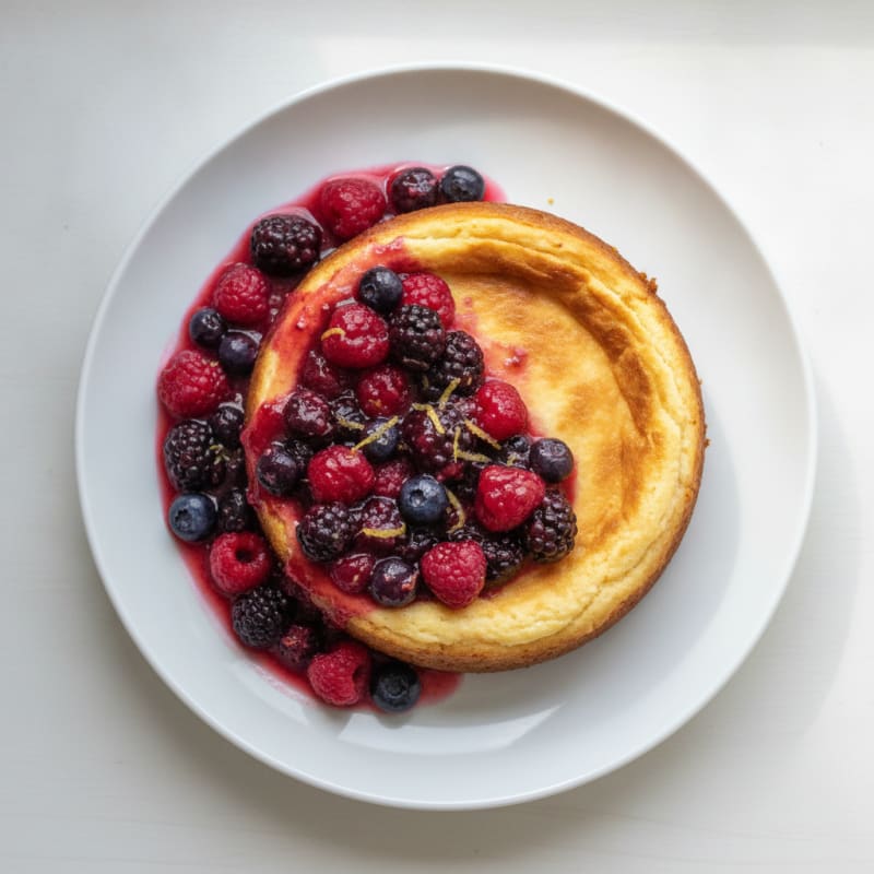 Creamy Cottage Cheese Protein Cheesecake with Berry Compote