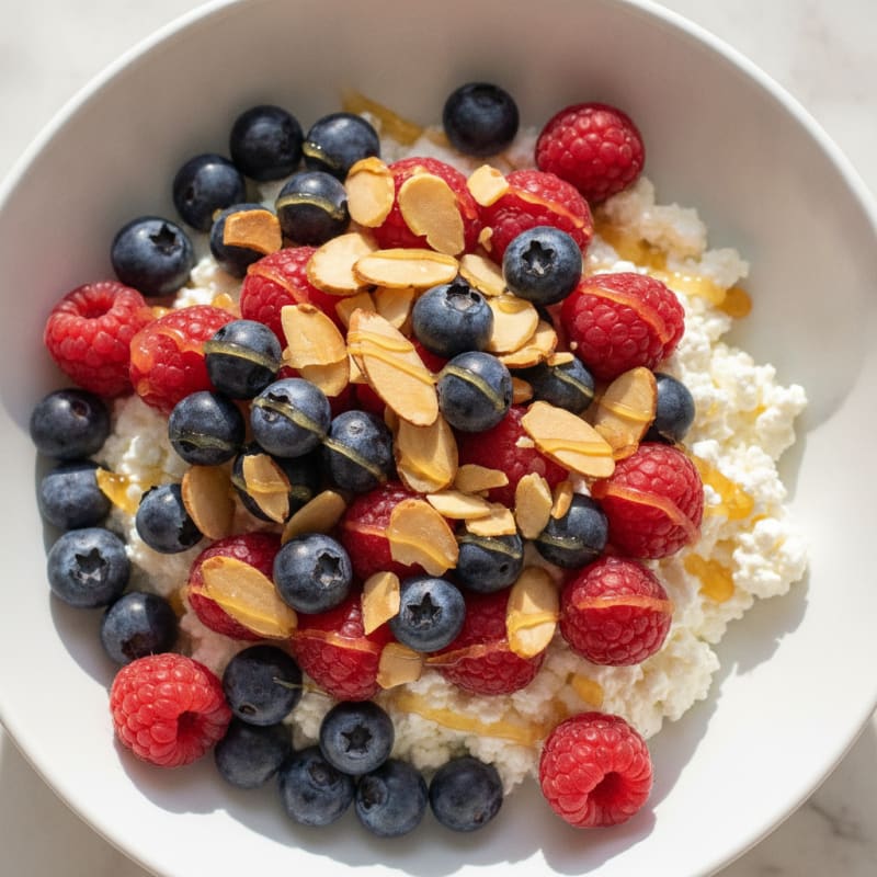 Cottage Cheese and Berry Protein Bowl with Almonds