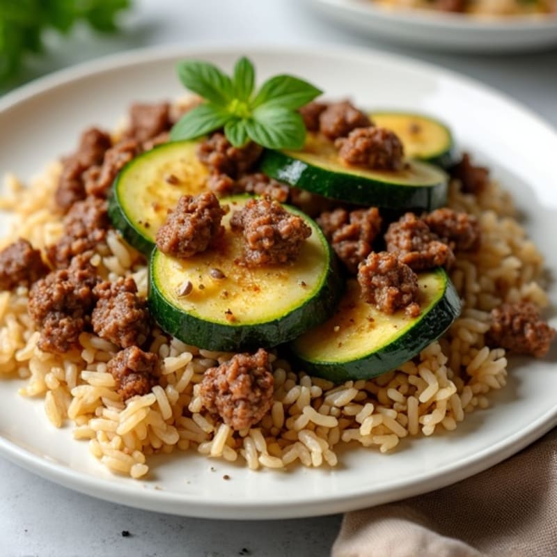 Ground Beef and Zucchini Skillet with Brown Rice