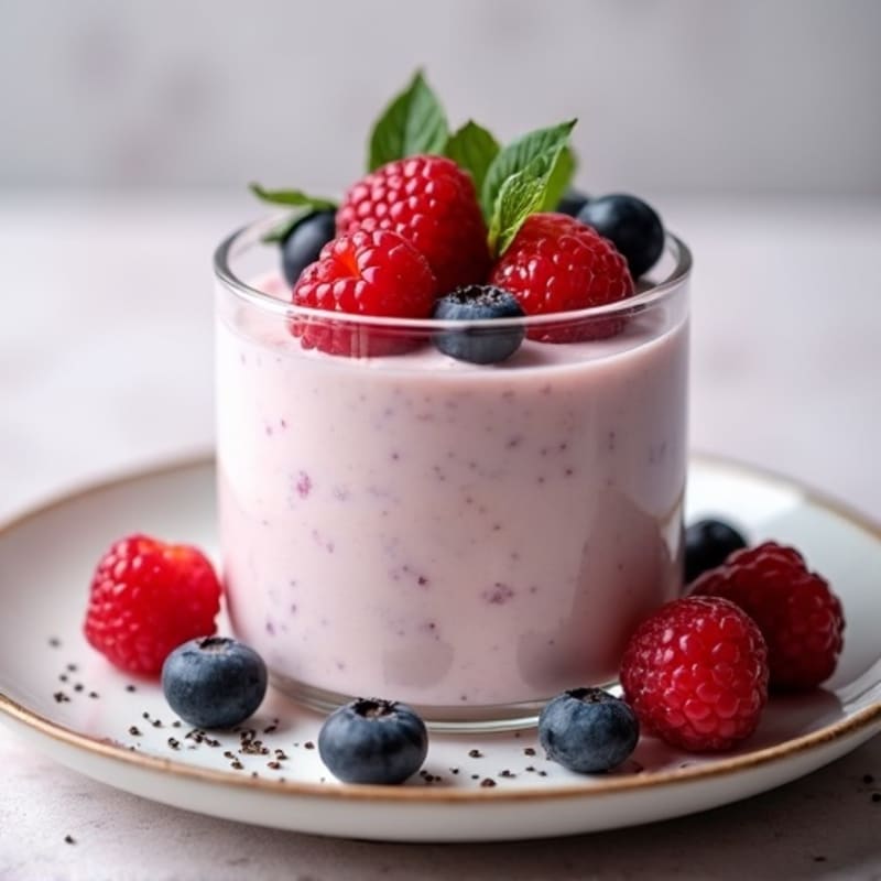 Silky Cottage Cheese Protein Mousse with Mixed Berries