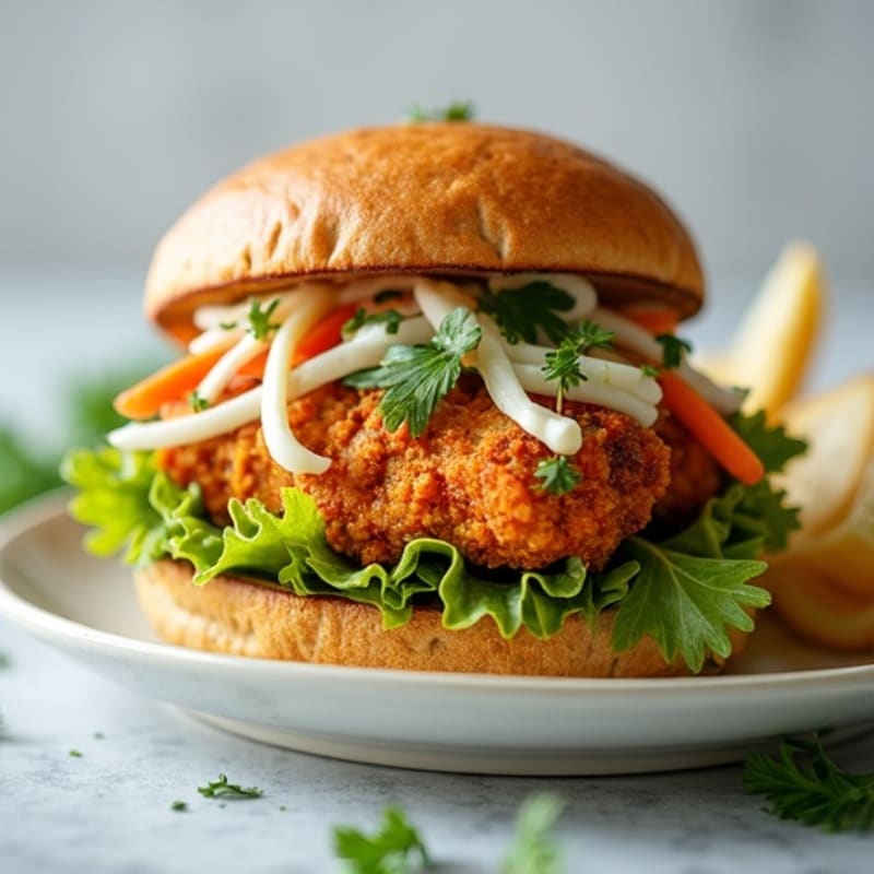 Crispy Air-Fried Chicken Sandwich with Herb Slaw