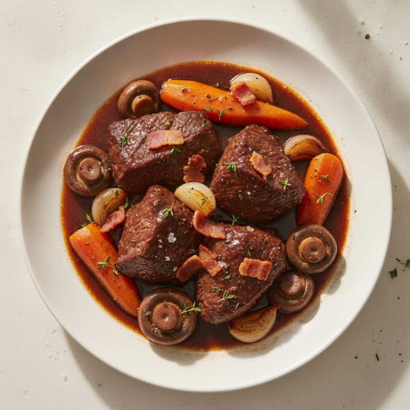 Red Wine Braised Beef with Mushrooms