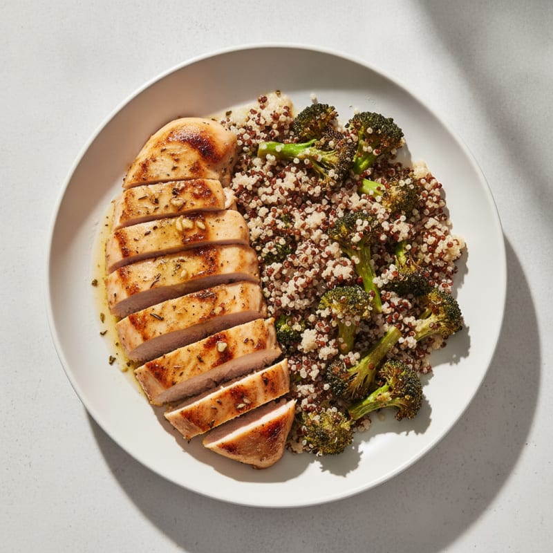 Grilled Chicken Breast with Quinoa and Broccoli