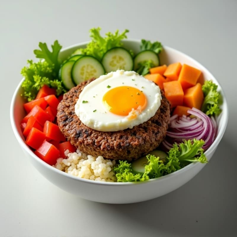 Lean Ground Beef Burger Bowl with Creamy Special Sauce and Fresh Toppings