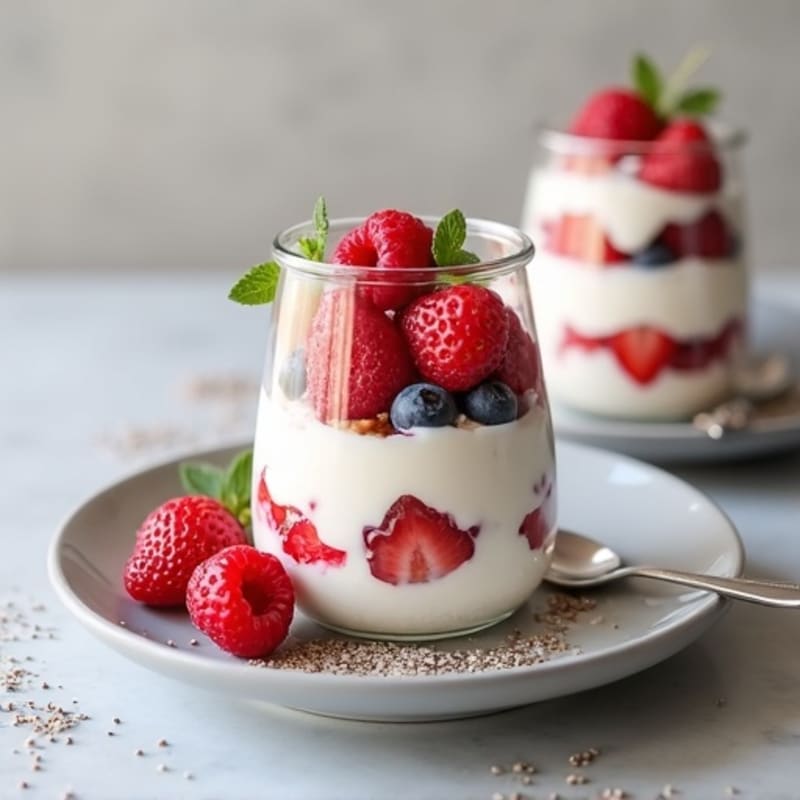 Greek Yogurt Protein Parfait with Mixed Berries and Almond Butter