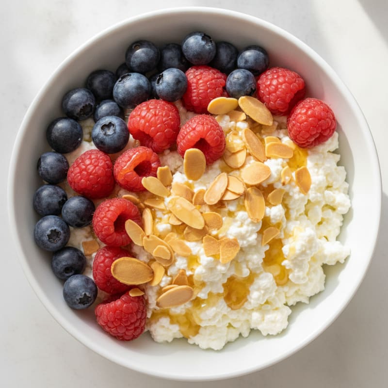 Cottage Cheese and Berry Protein Bowl with Almonds