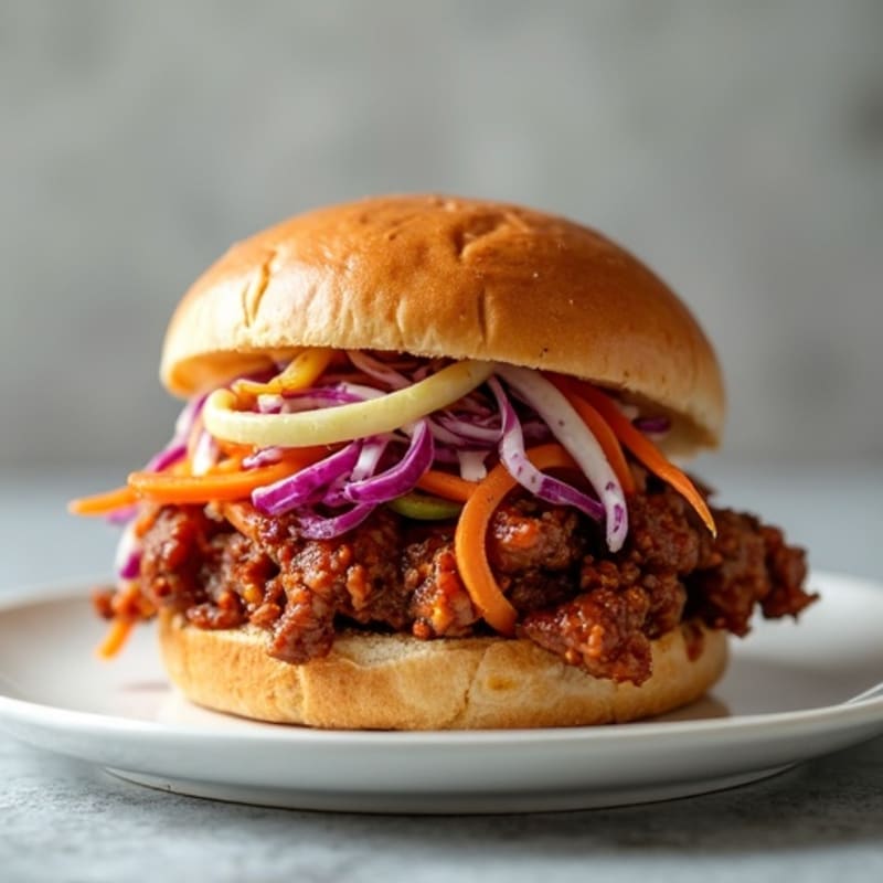 Lean BBQ Pulled Pork with Crunchy Slaw Sandwich