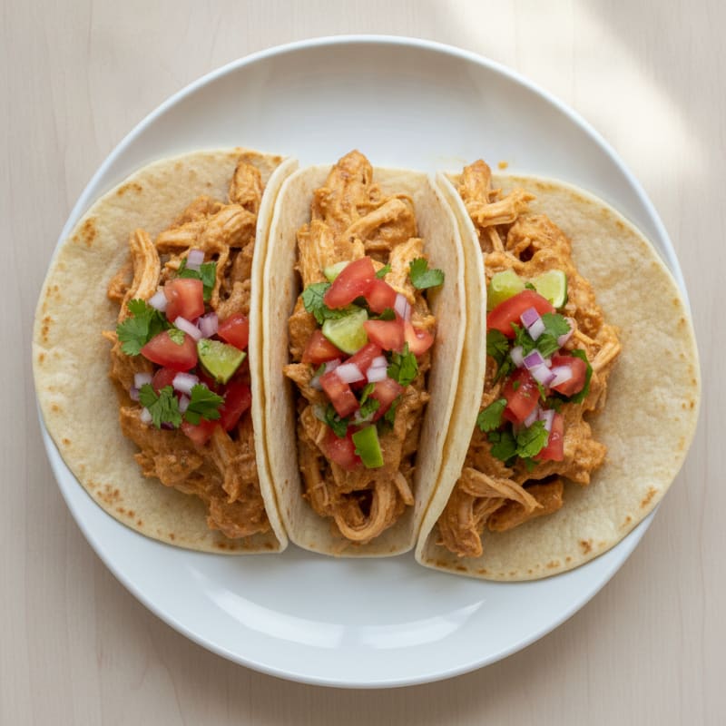 Creamy Slow Cooker Chicken Tacos with Fresh Salsa